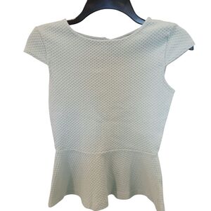 ASOS Textured Celery Green Cap Sleeve Womens 4 Peplum Top Stretch Textured